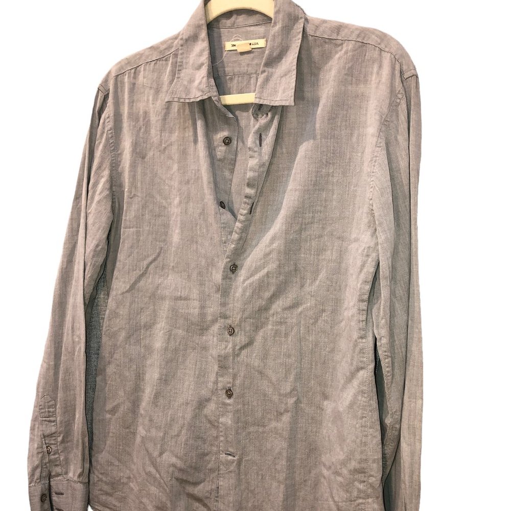 john varvatos gray super light cotton mens button down shirt EUC.